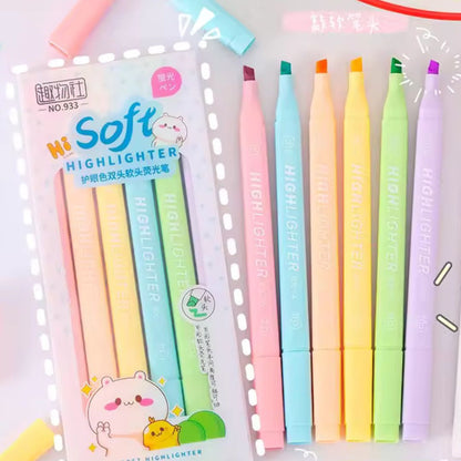 Double Tip Soft Hightlighter - 6pcs