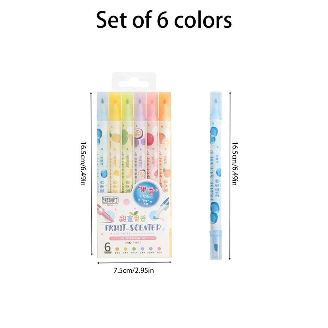 Dual Tip Fruit Scented Highlighters - 6pcs