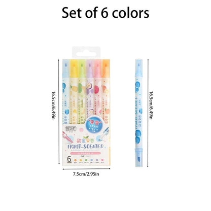 Dual Tip Fruit Scented Highlighters - 6pcs