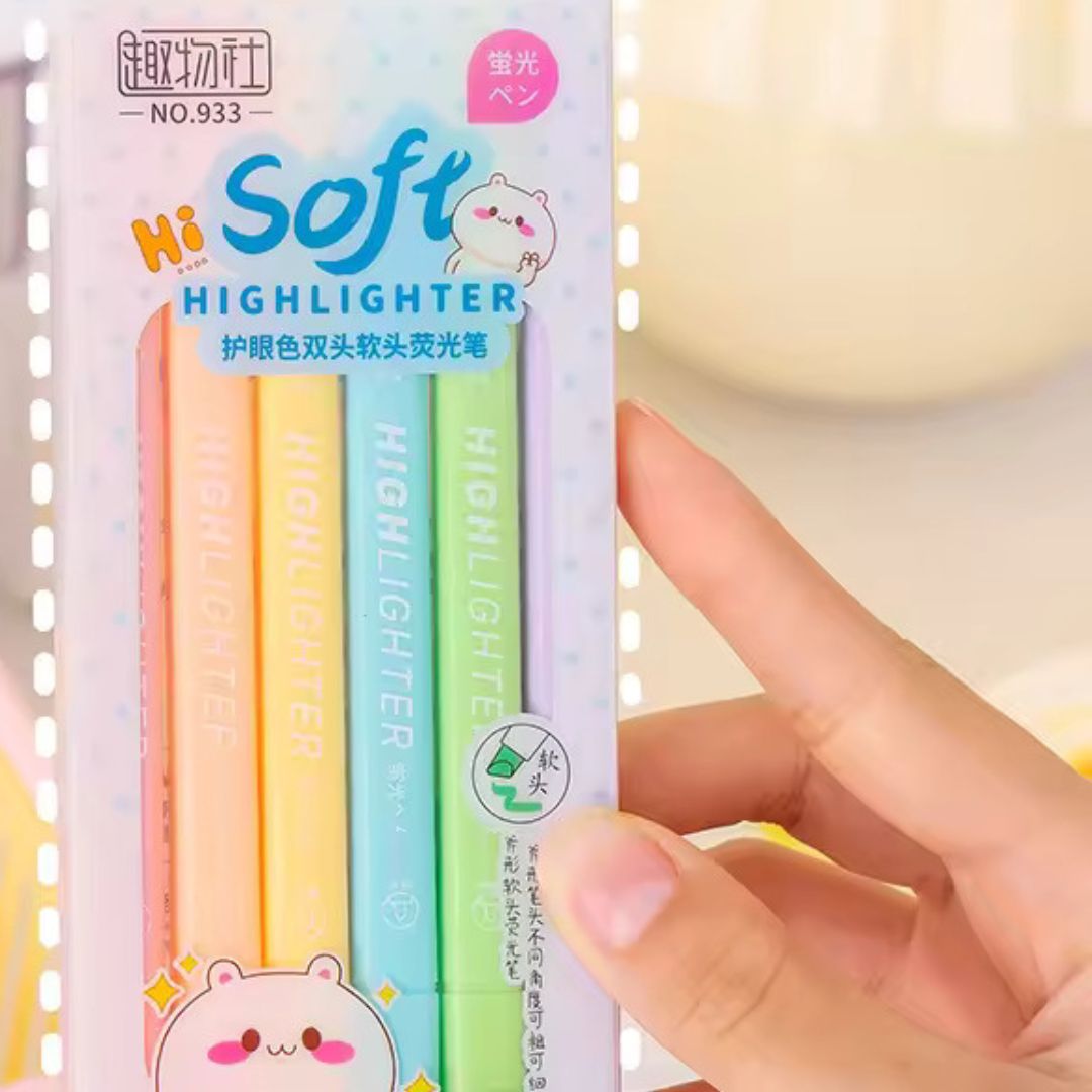 Double Tip Soft Hightlighter - 6pcs