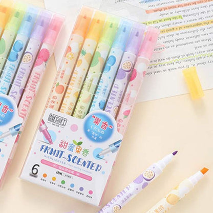 Dual Tip Fruit Scented Highlighters - 6pcs